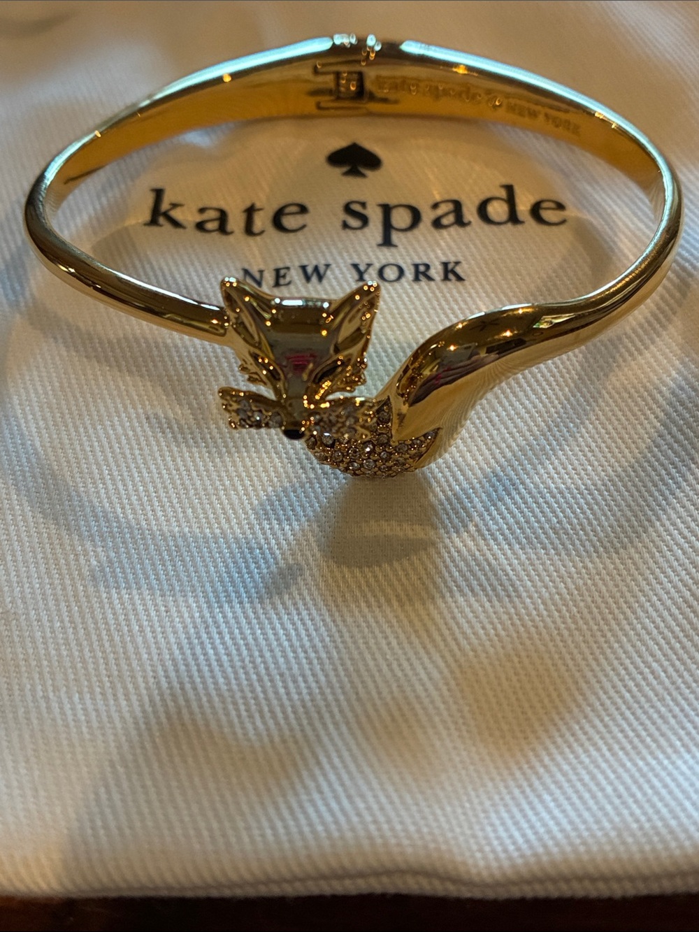 kate spade Gold Fox Tail Crystal-Accent Bangle Bracelet - Picture 3 of 4